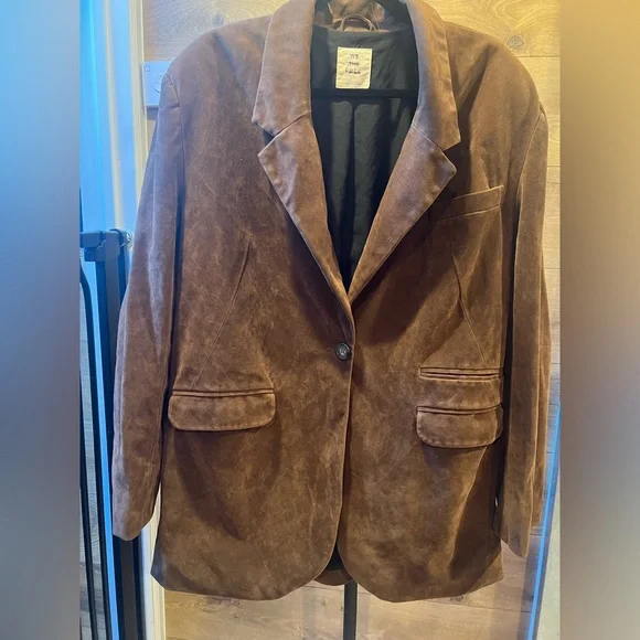 🧥 We The Free by Free People Oversized Faux Suede Blazer - Brown (Size L/G) - Picture 1 of 4
